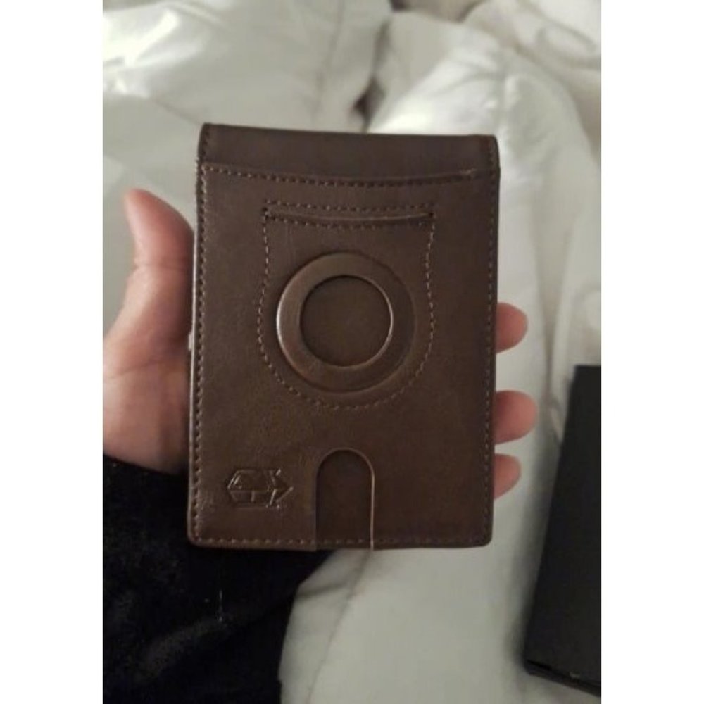 Airtag-Wallet-Mens-Slim-RFID Blocking Wallet Leather with Money Clip Airtag